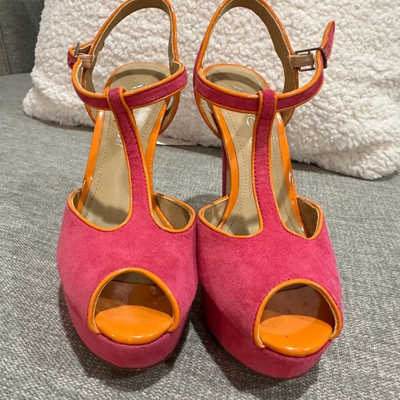 Aldo platform heel with t-strap Pink and Orange size 36 or 6-6.5 - Picture 5 of 5